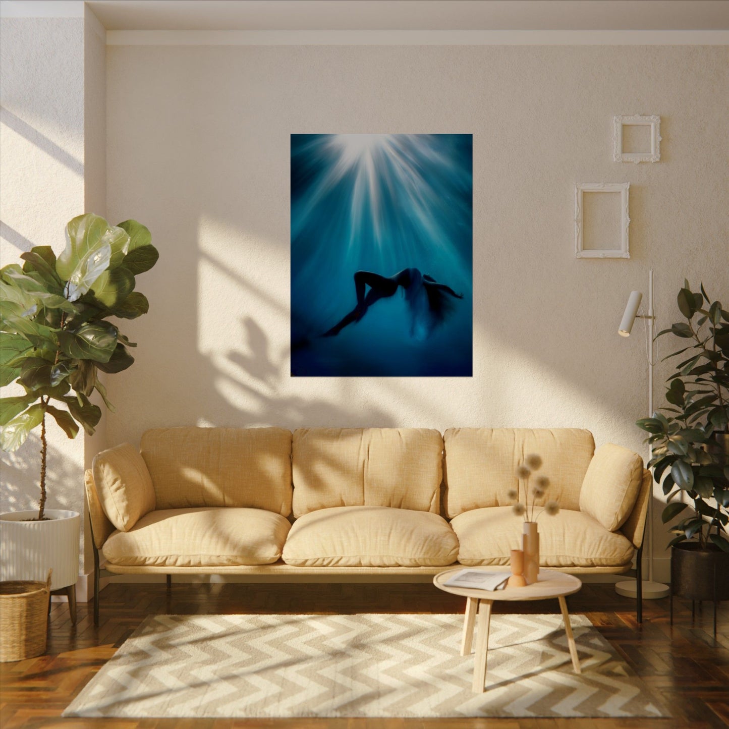 Serene Watercolor Art Poster - Tranquil Ocean Vibes