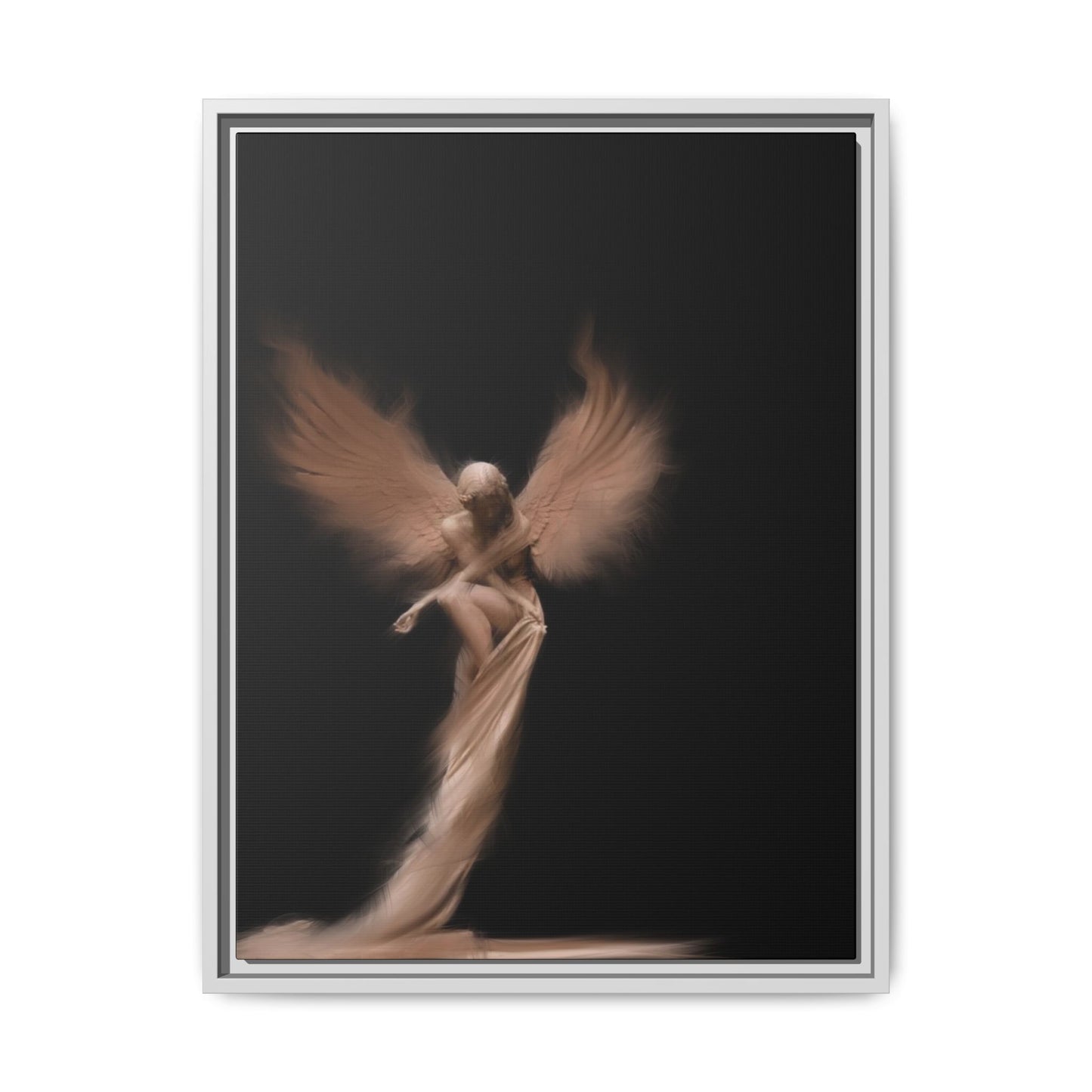 DIGITAL ANGEL DRAWING, Ethereal Angel Framed Canvas Art, Soft Angel Wings Wall Decor, Bohemian Home Decor, Gift for Art Lovers