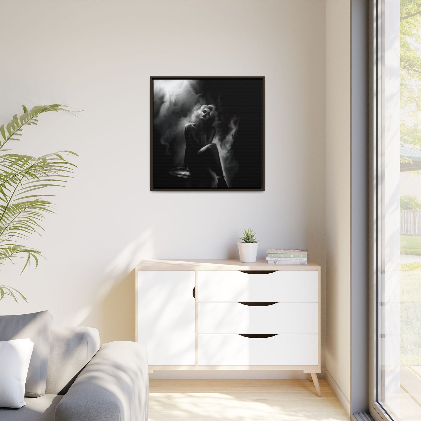 Elegant Woman Canvas Art, Digital Art Print, Abstract Black and White Wall Decor, Modern Home Decoration, Gift for Art Lovers