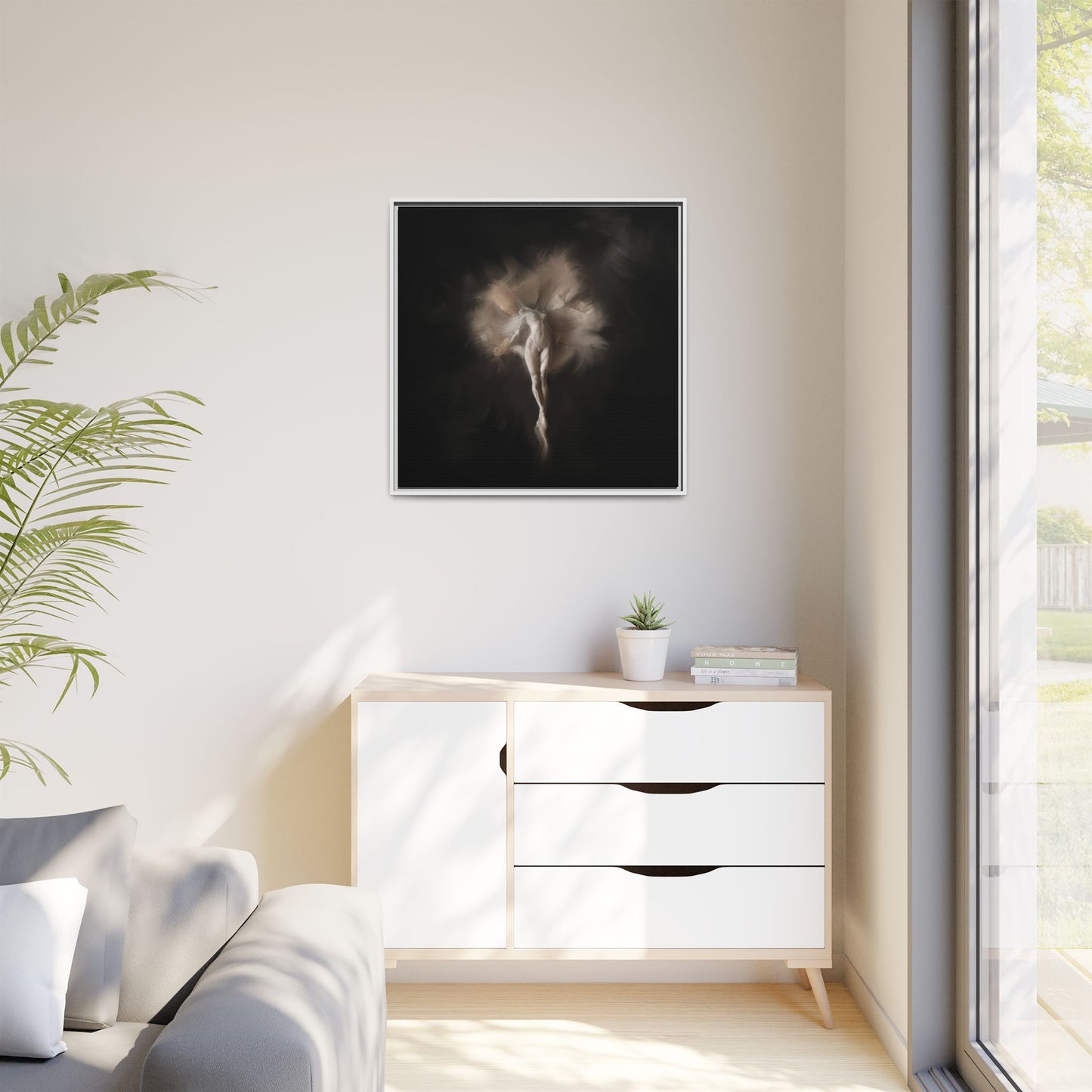 Elegant Framed Canvas Art, Ethereal Dancer Wall Decor, Home Aesthetic, Ballet Art, Gift for Dance Lovers, Living Room Decoration