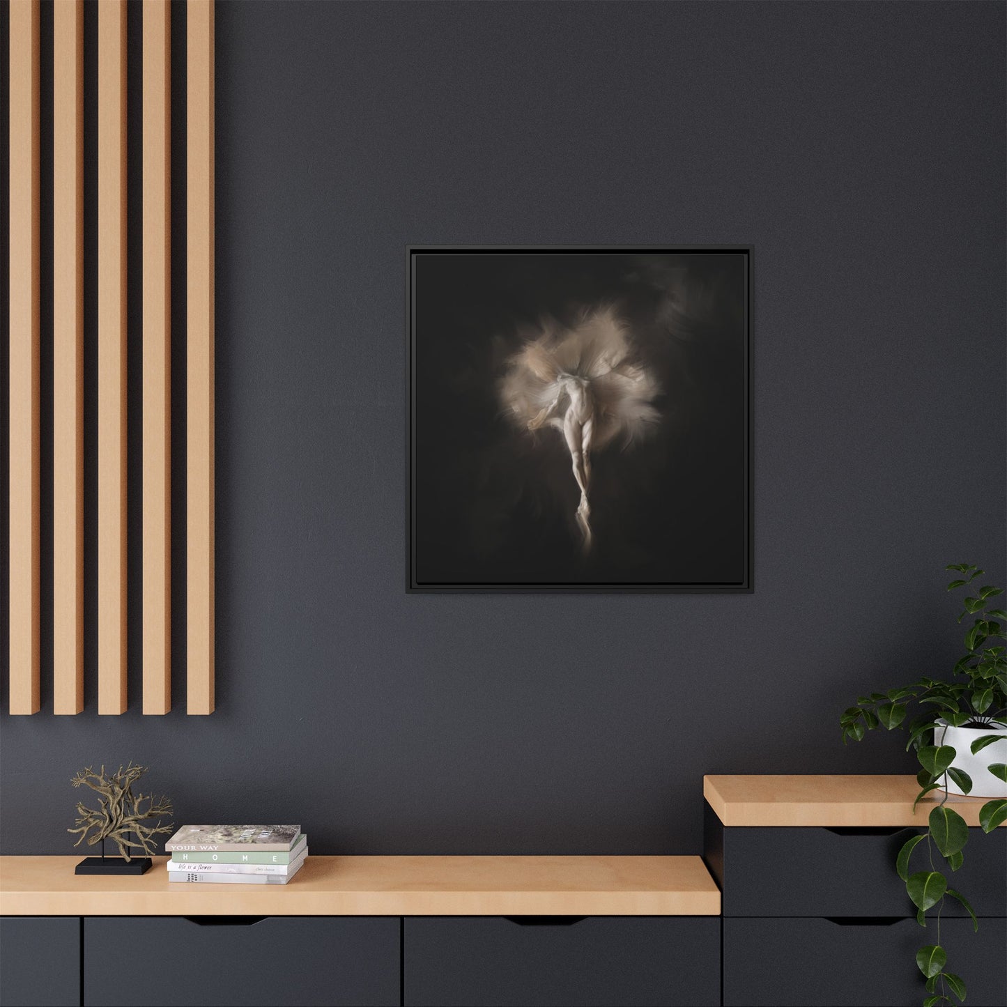 Elegant Framed Canvas Art, Ethereal Dancer Wall Decor, Home Aesthetic, Ballet Art, Gift for Dance Lovers, Living Room Decoration