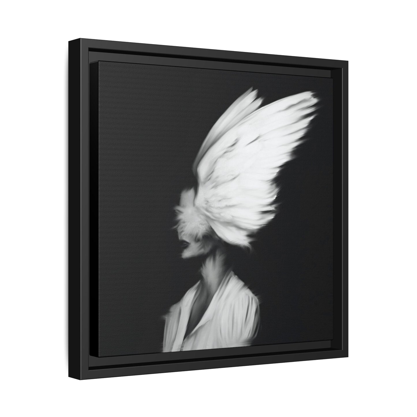 Digital Angel Drawing, Abstract Angel Wings Framed Canvas Art, Dramatic Wall Decor, Inspirational Gift, Modern Home Artwork