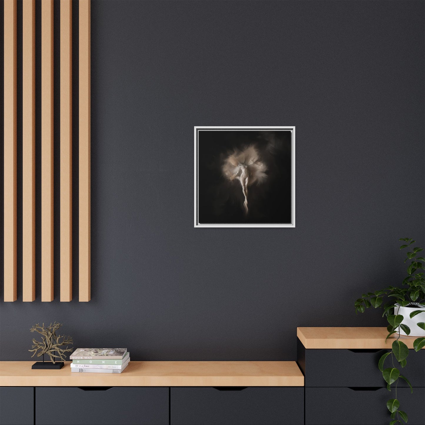 Elegant Framed Canvas Art, Ethereal Dancer Wall Decor, Home Aesthetic, Ballet Art, Gift for Dance Lovers, Living Room Decoration