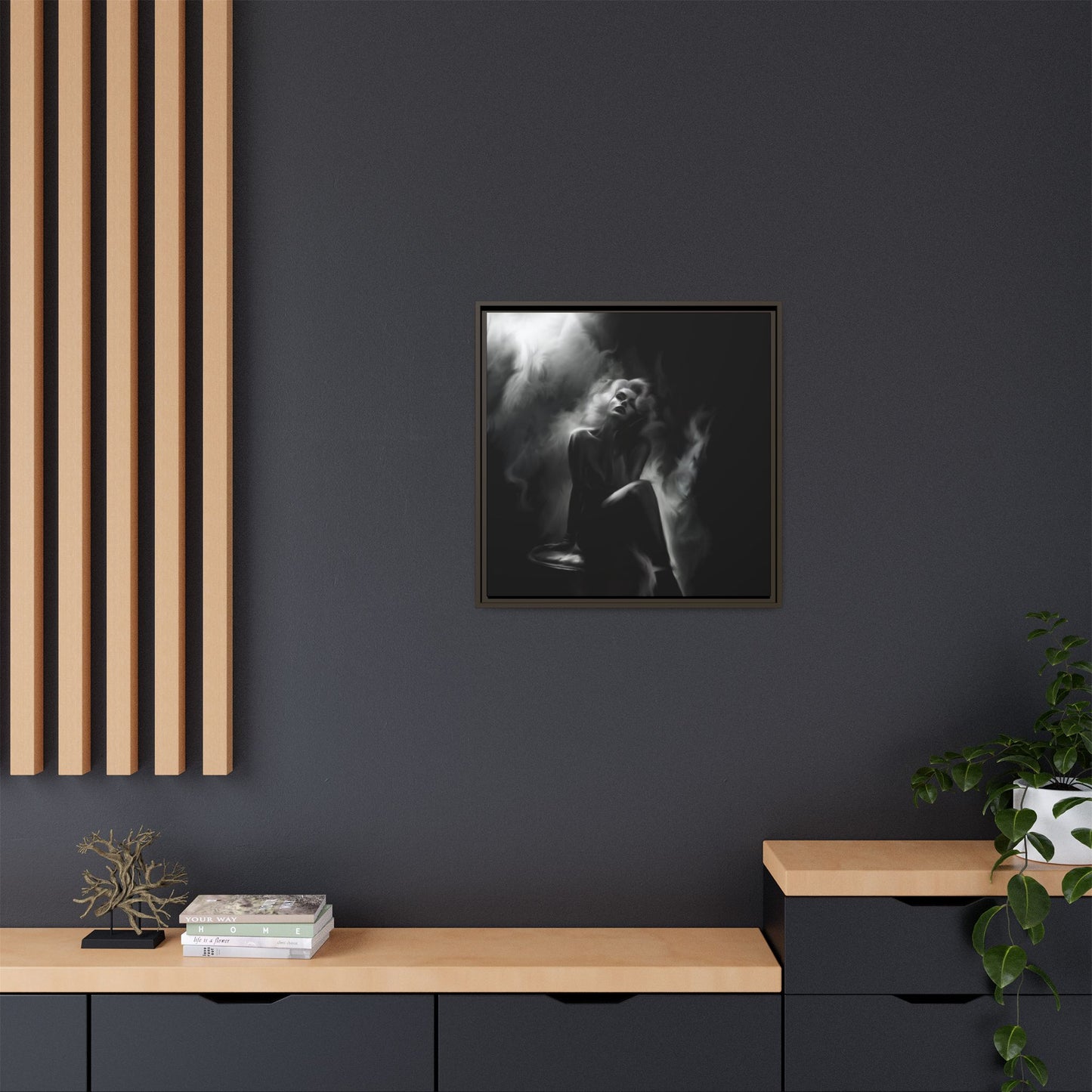 Elegant Woman Canvas Art, Digital Art Print, Abstract Black and White Wall Decor, Modern Home Decoration, Gift for Art Lovers