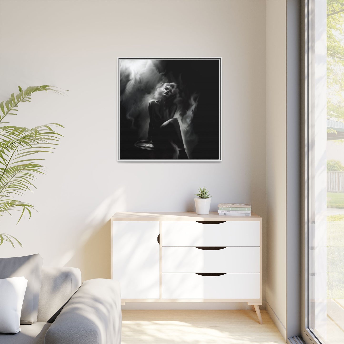 Elegant Woman Canvas Art, Digital Art Print, Abstract Black and White Wall Decor, Modern Home Decoration, Gift for Art Lovers