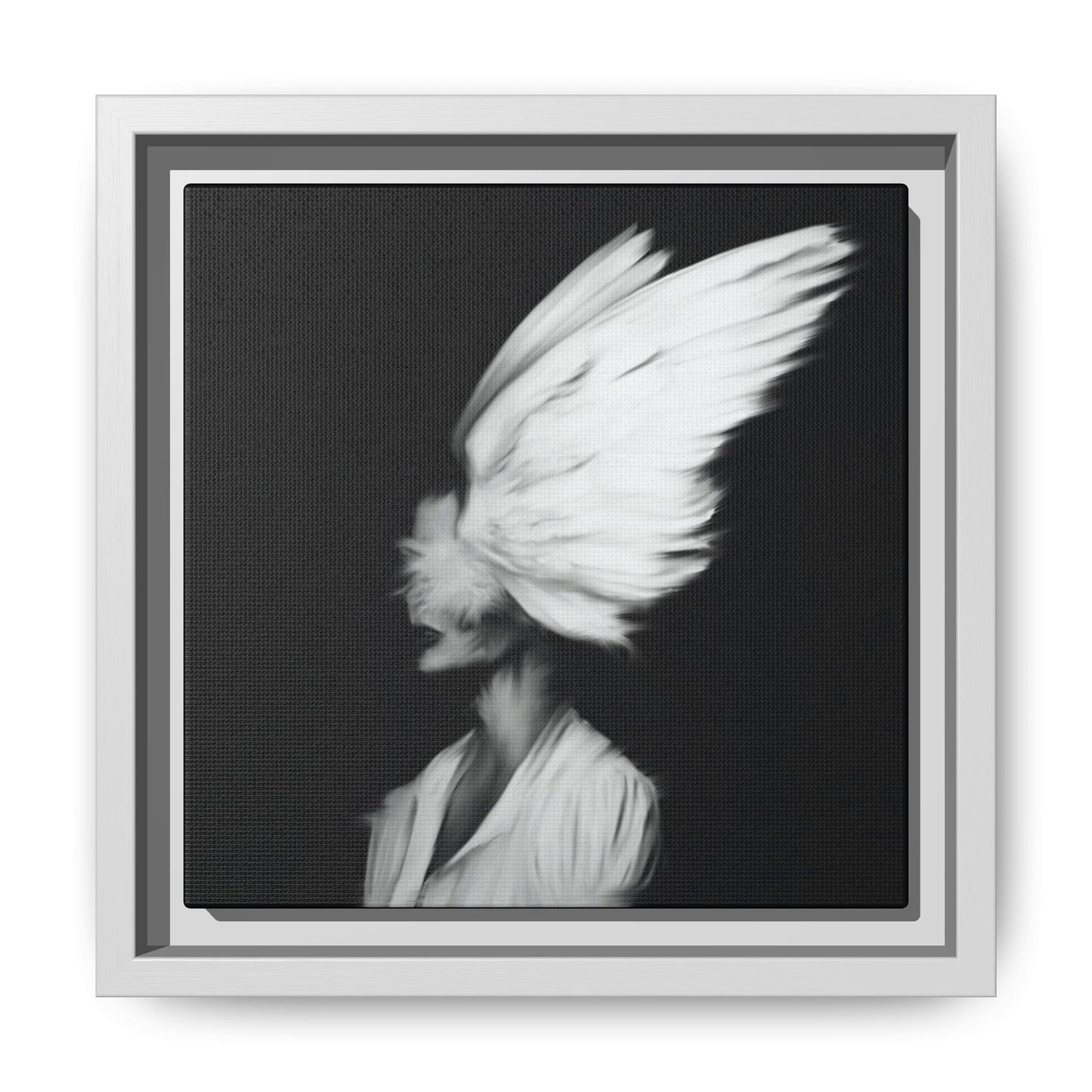 Digital Angel Drawing, Abstract Angel Wings Framed Canvas Art, Dramatic Wall Decor, Inspirational Gift, Modern Home Artwork