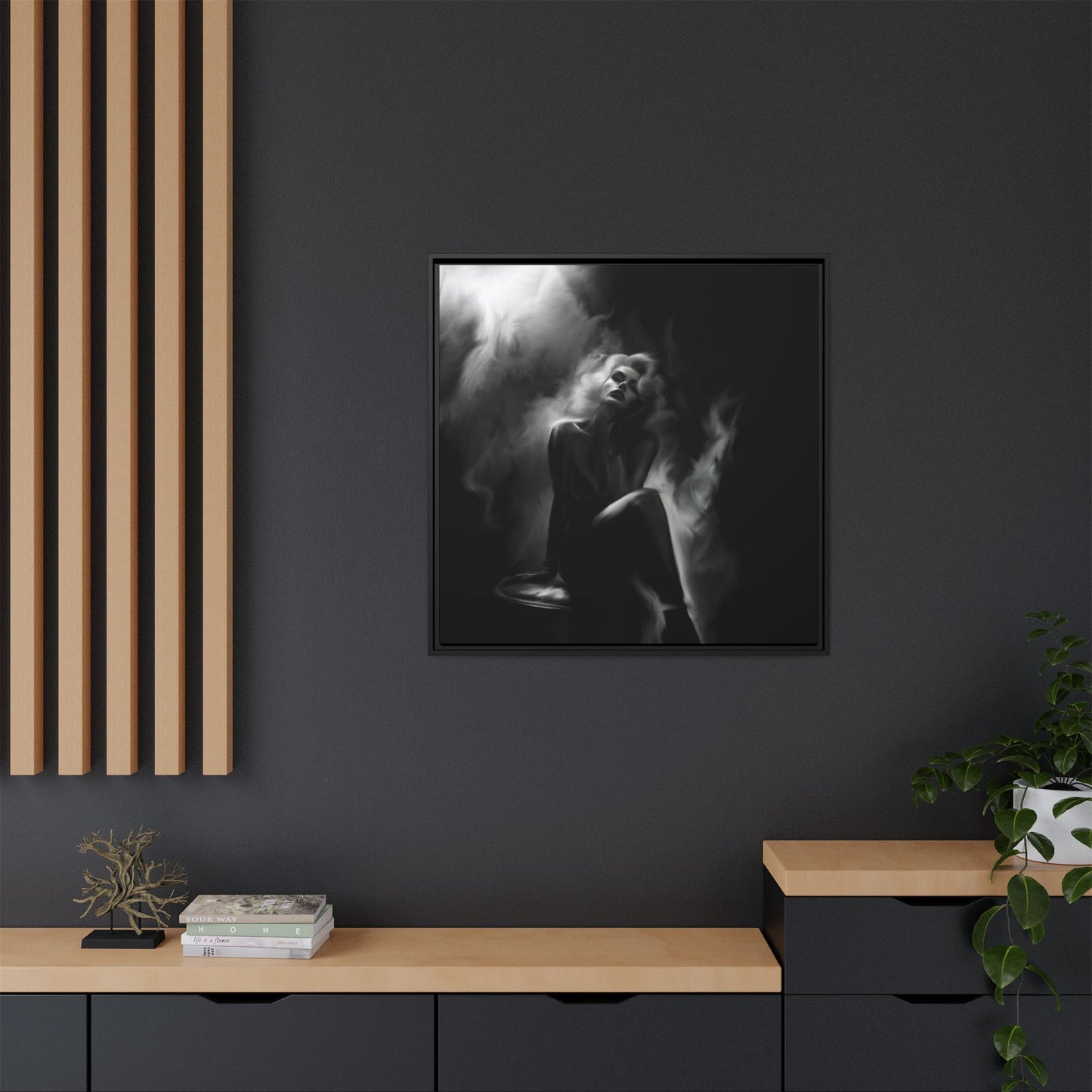 Elegant Woman Canvas Art, Digital Art Print, Abstract Black and White Wall Decor, Modern Home Decoration, Gift for Art Lovers