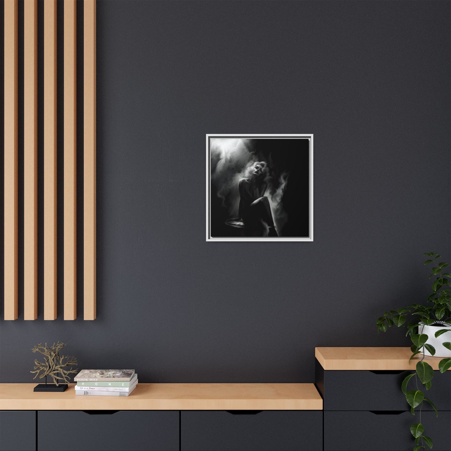 Elegant Woman Canvas Art, Digital Art Print, Abstract Black and White Wall Decor, Modern Home Decoration, Gift for Art Lovers
