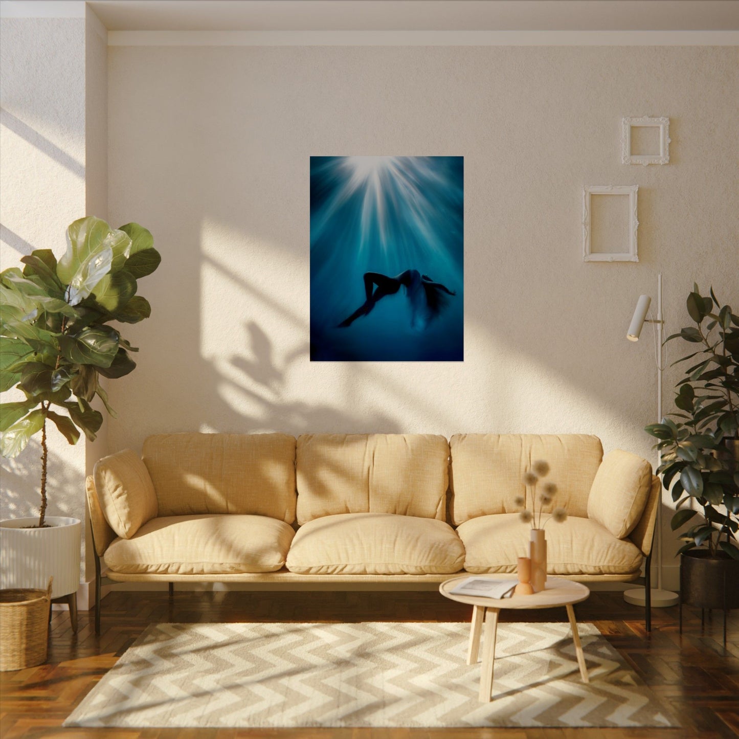 Serene Watercolor Art Poster - Tranquil Ocean Vibes