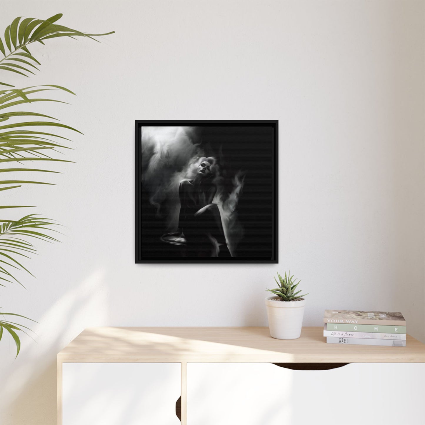 Elegant Woman Canvas Art, Digital Art Print, Abstract Black and White Wall Decor, Modern Home Decoration, Gift for Art Lovers