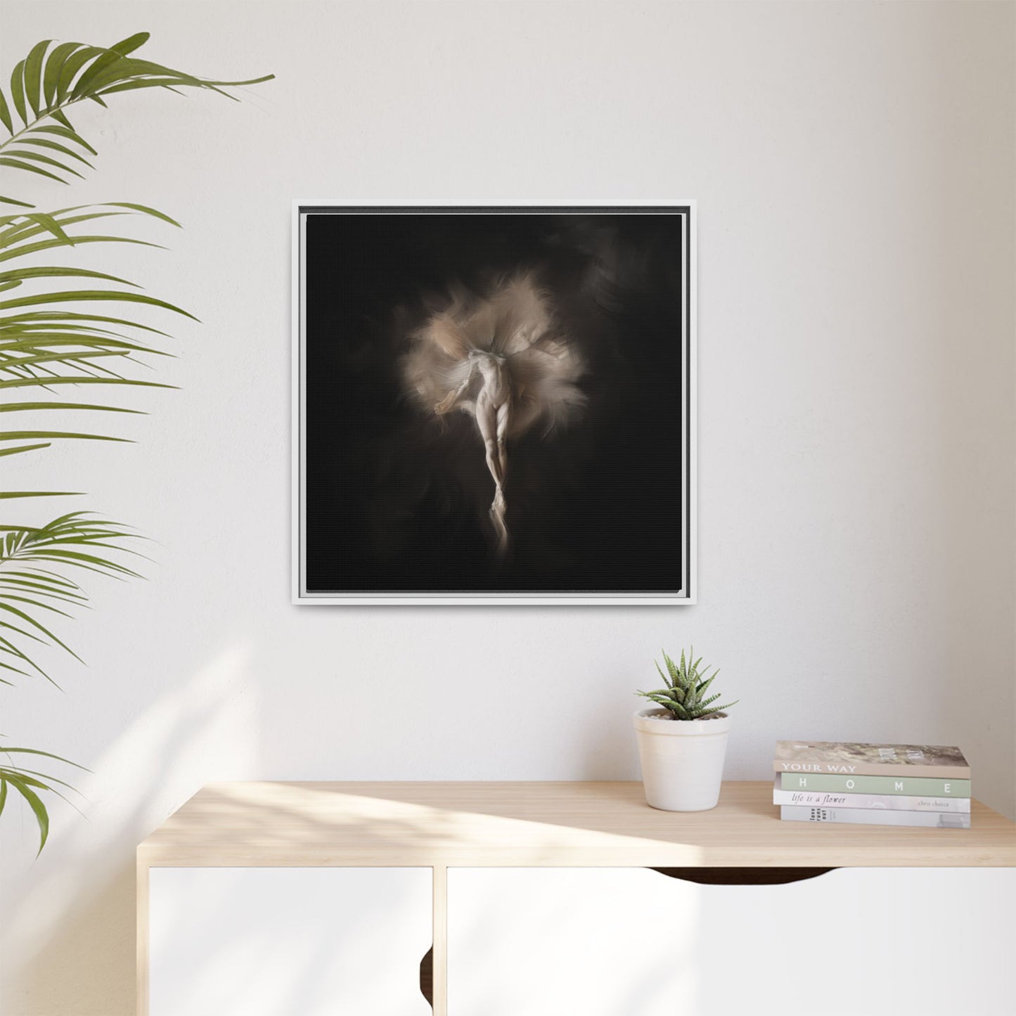 Elegant Framed Canvas Art, Ethereal Dancer Wall Decor, Home Aesthetic, Ballet Art, Gift for Dance Lovers, Living Room Decoration
