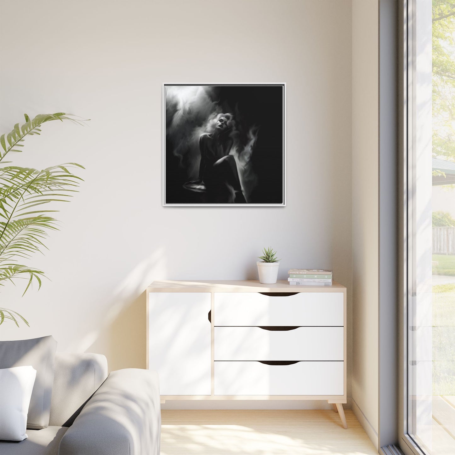 Elegant Woman Canvas Art, Digital Art Print, Abstract Black and White Wall Decor, Modern Home Decoration, Gift for Art Lovers