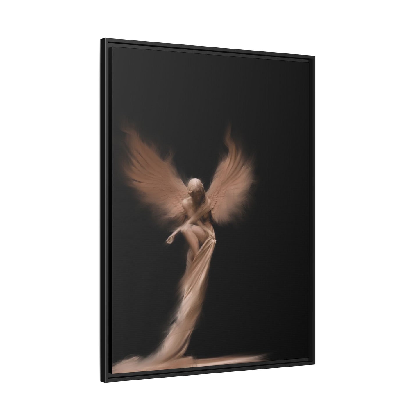 DIGITAL ANGEL DRAWING, Ethereal Angel Framed Canvas Art, Soft Angel Wings Wall Decor, Bohemian Home Decor, Gift for Art Lovers