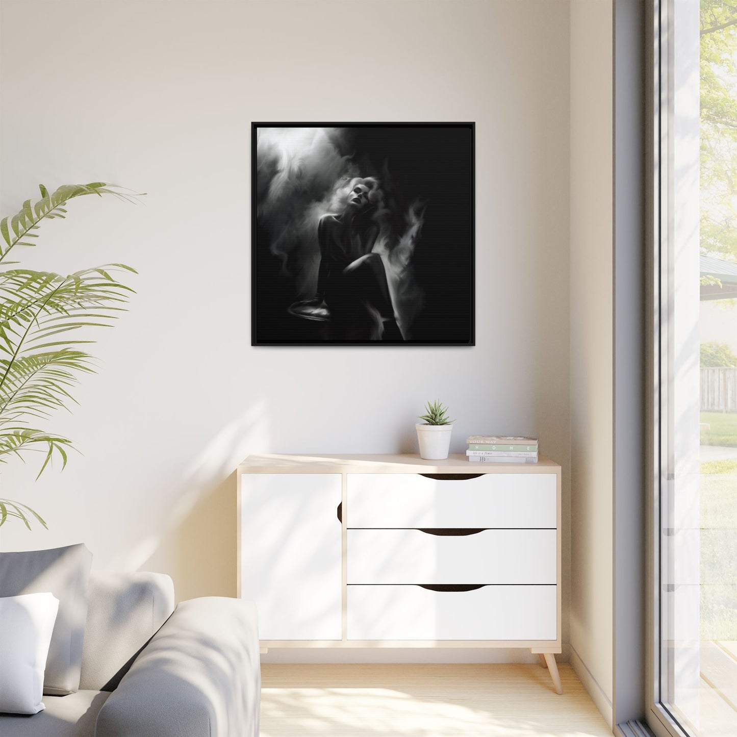 Elegant Woman Canvas Art, Digital Art Print, Abstract Black and White Wall Decor, Modern Home Decoration, Gift for Art Lovers