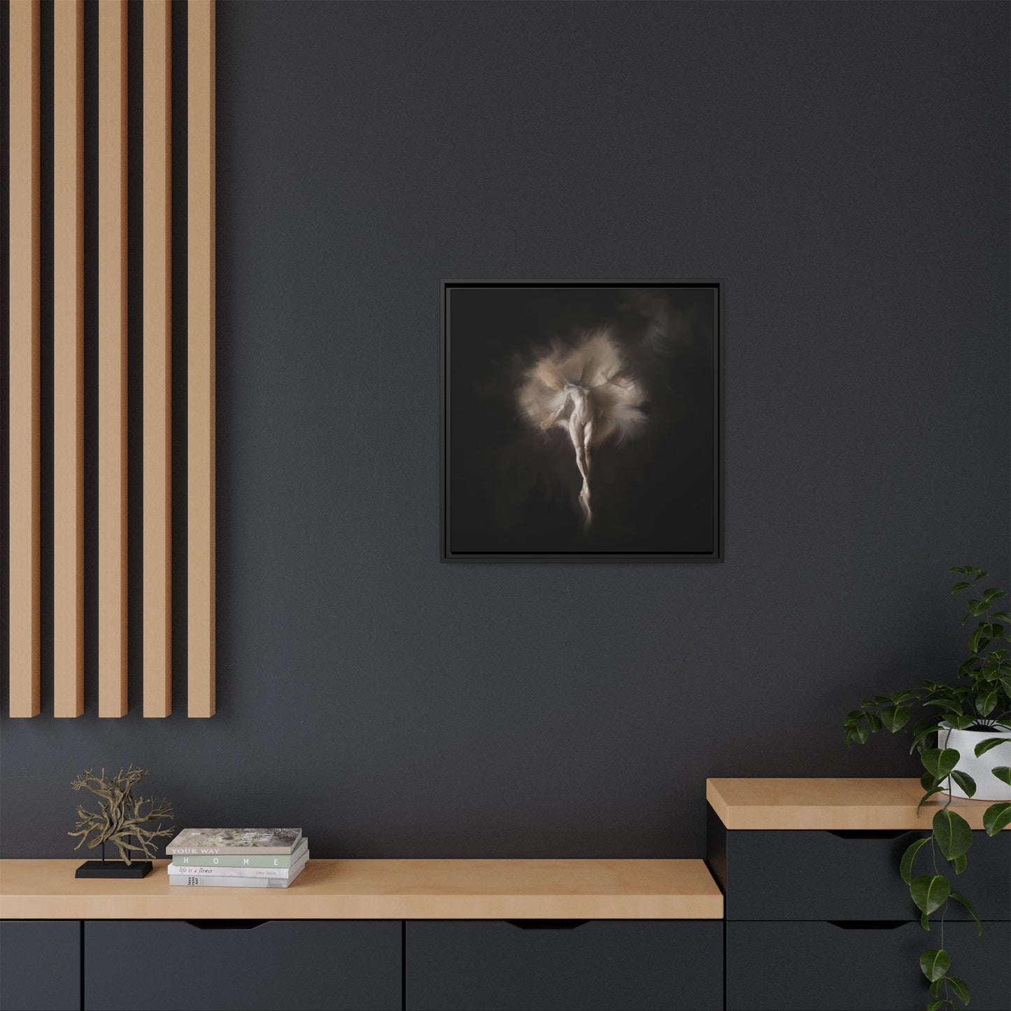 Elegant Framed Canvas Art, Ethereal Dancer Wall Decor, Home Aesthetic, Ballet Art, Gift for Dance Lovers, Living Room Decoration