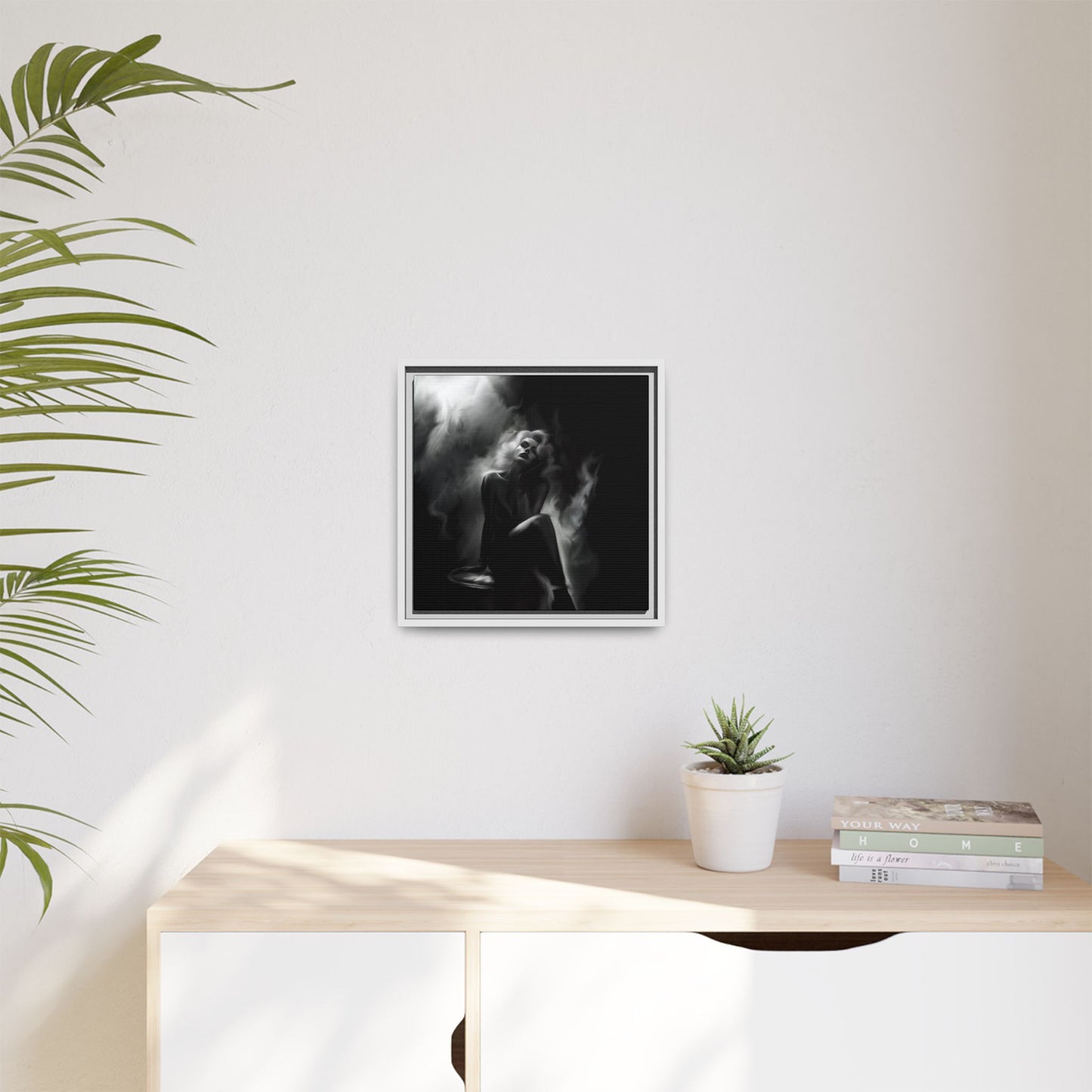 Elegant Woman Canvas Art, Digital Art Print, Abstract Black and White Wall Decor, Modern Home Decoration, Gift for Art Lovers