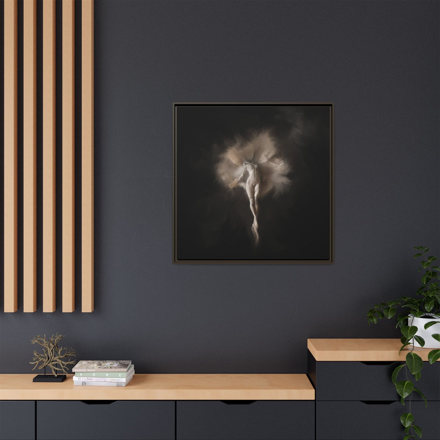 Elegant Framed Canvas Art, Ethereal Dancer Wall Decor, Home Aesthetic, Ballet Art, Gift for Dance Lovers, Living Room Decoration
