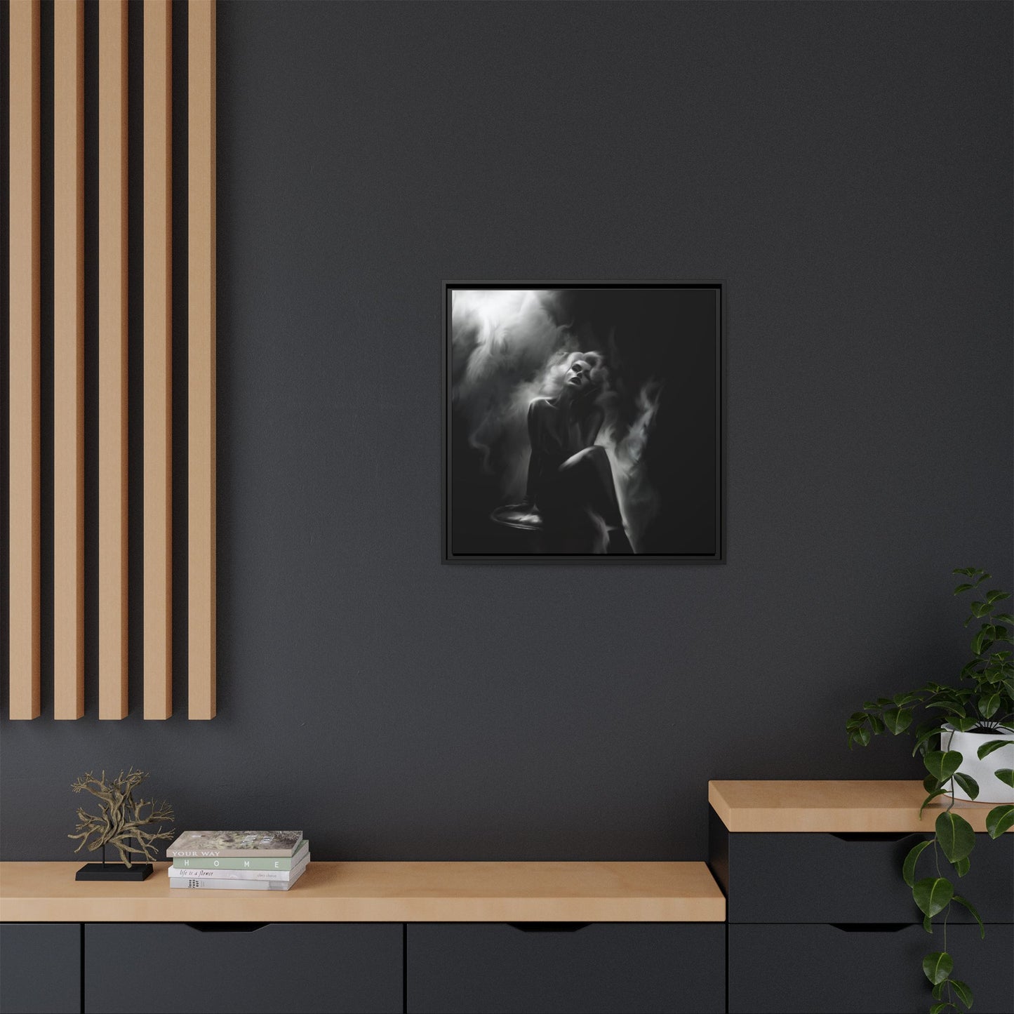 Elegant Woman Canvas Art, Digital Art Print, Abstract Black and White Wall Decor, Modern Home Decoration, Gift for Art Lovers