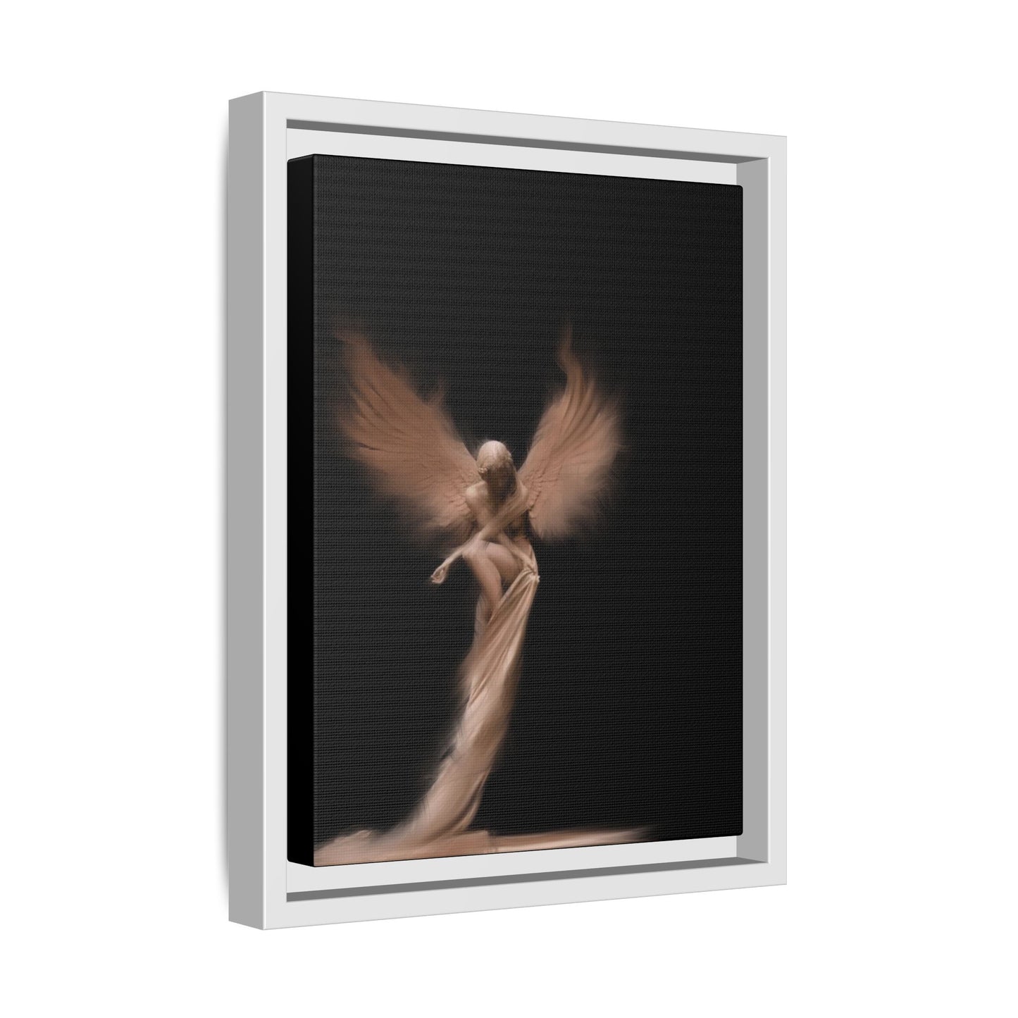 DIGITAL ANGEL DRAWING, Ethereal Angel Framed Canvas Art, Soft Angel Wings Wall Decor, Bohemian Home Decor, Gift for Art Lovers