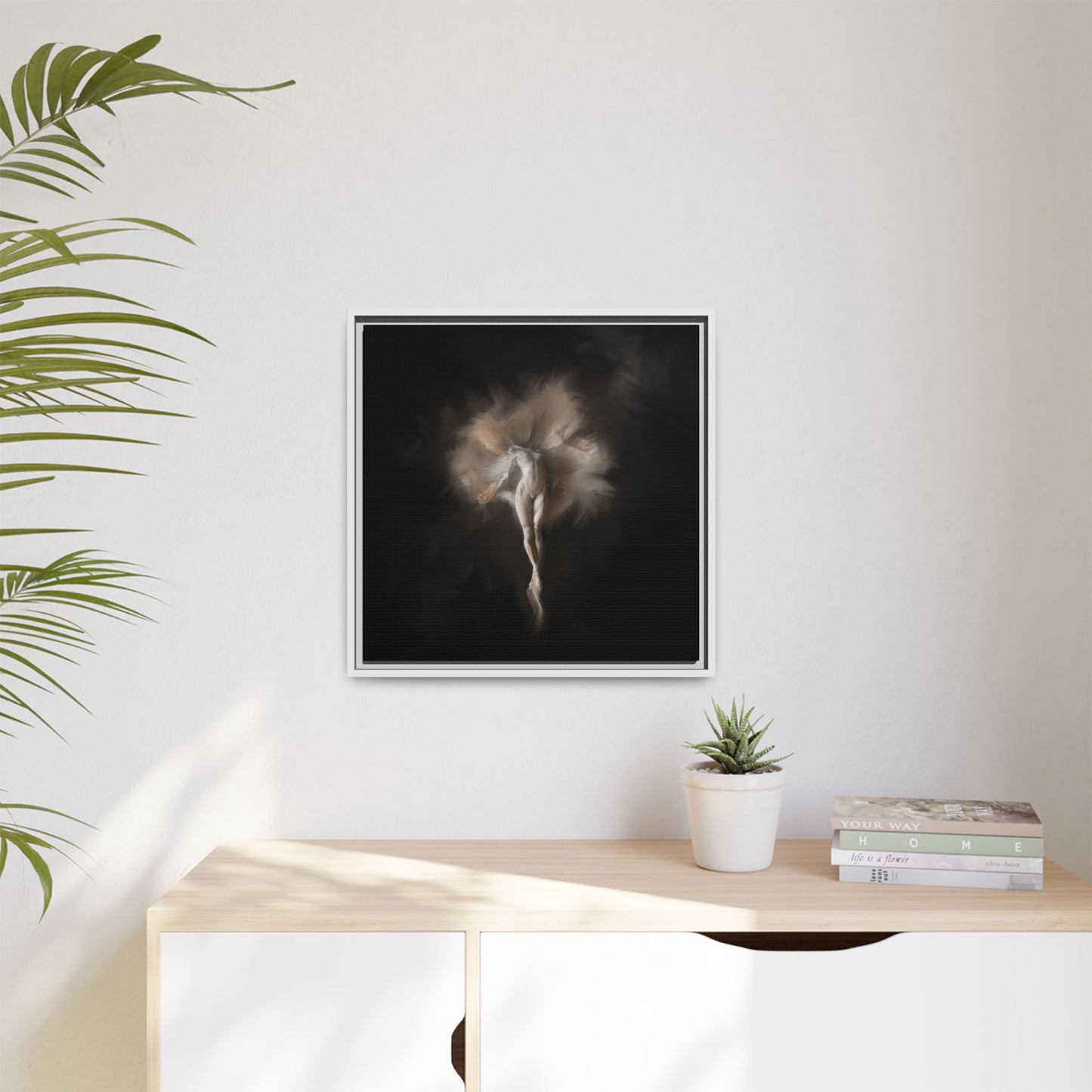 Elegant Framed Canvas Art, Ethereal Dancer Wall Decor, Home Aesthetic, Ballet Art, Gift for Dance Lovers, Living Room Decoration