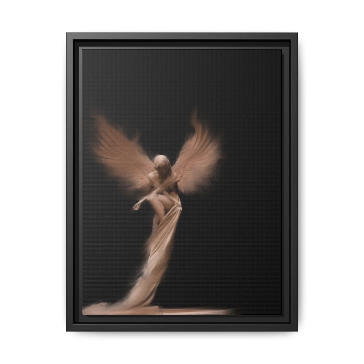 DIGITAL ANGEL DRAWING, Ethereal Angel Framed Canvas Art, Soft Angel Wings Wall Decor, Bohemian Home Decor, Gift for Art Lovers