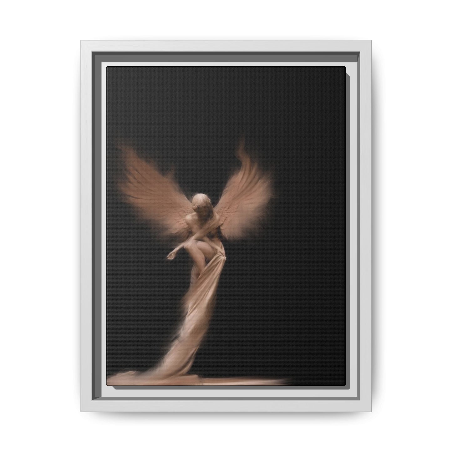 DIGITAL ANGEL DRAWING, Ethereal Angel Framed Canvas Art, Soft Angel Wings Wall Decor, Bohemian Home Decor, Gift for Art Lovers