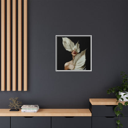 Dessin de femme numérique avec fleurs, art mural botanique bohème, impression sur toile mate encadrée, décoration d'intérieur moderne, esthétique feuillue
