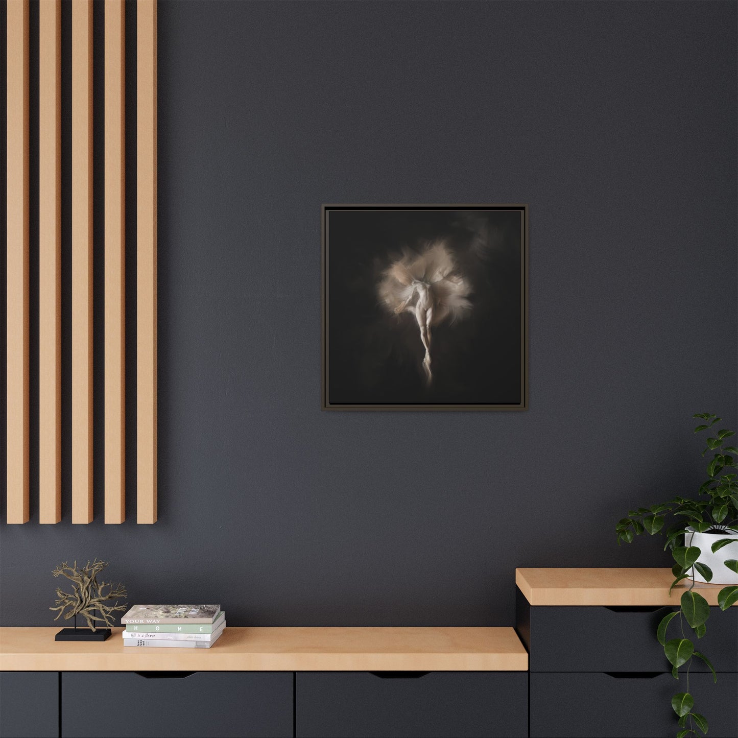 Elegant Framed Canvas Art, Ethereal Dancer Wall Decor, Home Aesthetic, Ballet Art, Gift for Dance Lovers, Living Room Decoration
