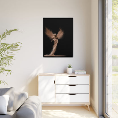 DIGITAL ANGEL DRAWING, Ethereal Angel Framed Canvas Art, Soft Angel Wings Wall Decor, Bohemian Home Decor, Gift for Art Lovers