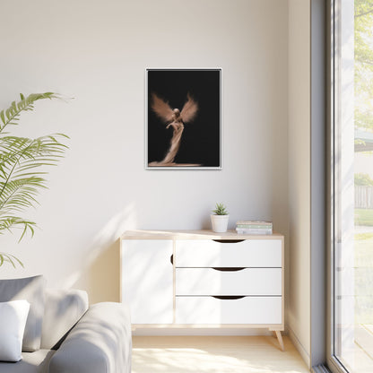 DIGITAL ANGEL DRAWING, Ethereal Angel Framed Canvas Art, Soft Angel Wings Wall Decor, Bohemian Home Decor, Gift for Art Lovers