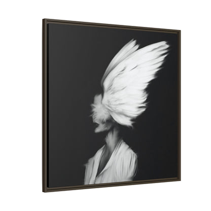 Digital Angel Drawing, Abstract Angel Wings Framed Canvas Art, Dramatic Wall Decor, Inspirational Gift, Modern Home Artwork