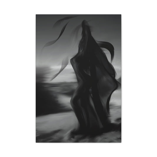 Dark Female Art Print Canvas, Black and White Abstract Wall Decor, Perfect for Home, Living Room, Art Lovers, Modern Aesthetic, Unique Gift