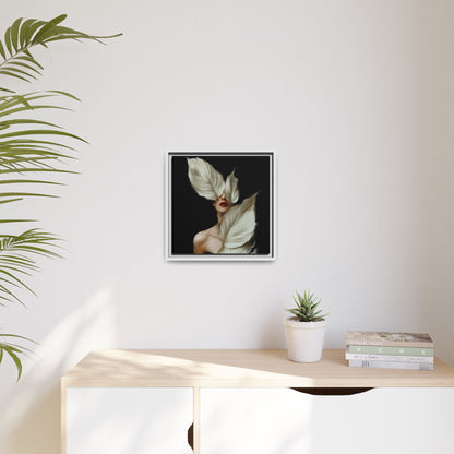 Dessin de femme numérique avec fleurs, art mural botanique bohème, impression sur toile mate encadrée, décoration d'intérieur moderne, esthétique feuillue