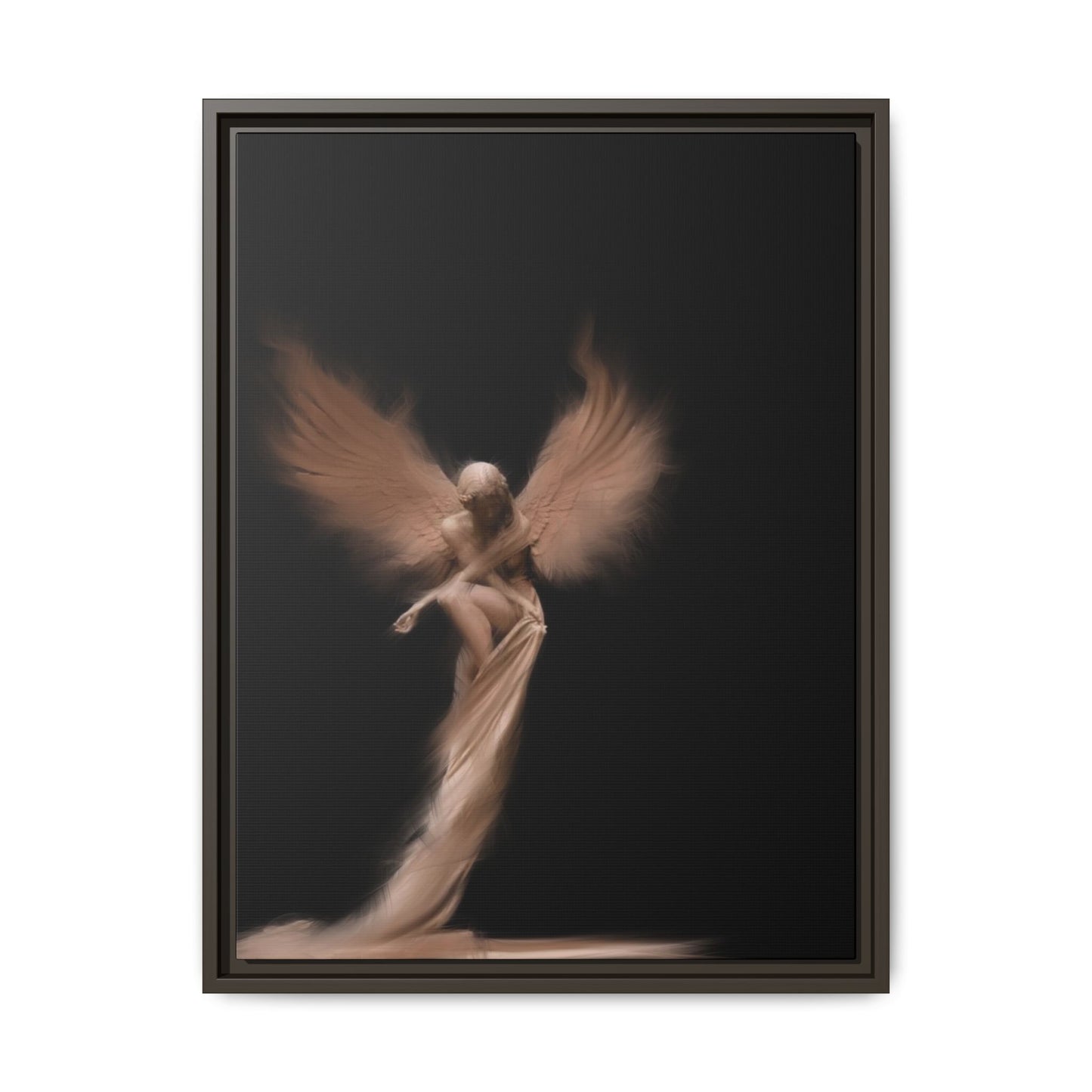 DIGITAL ANGEL DRAWING, Ethereal Angel Framed Canvas Art, Soft Angel Wings Wall Decor, Bohemian Home Decor, Gift for Art Lovers