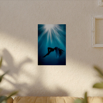 Serene Watercolor Art Poster - Tranquil Ocean Vibes