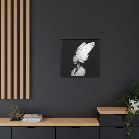 Digital Angel Drawing, Abstract Angel Wings Framed Canvas Art, Dramatic Wall Decor, Inspirational Gift, Modern Home Artwork