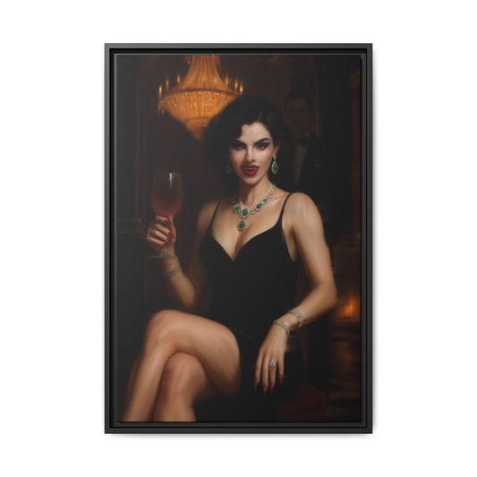 Elegant Vintage Wall Art - Framed Matte Canvas, Glamorous Home Decor for Living Room, Art Lovers, Gift Idea, Black and Gold