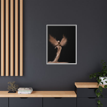 DIGITAL ANGEL DRAWING, Ethereal Angel Framed Canvas Art, Soft Angel Wings Wall Decor, Bohemian Home Decor, Gift for Art Lovers