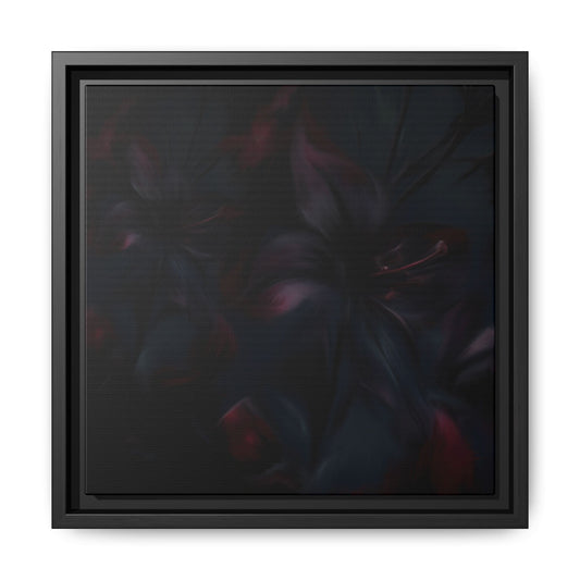 Elegant Floral Framed Canvas Art - Dark Multi-Color Abstract Design for Home Decor