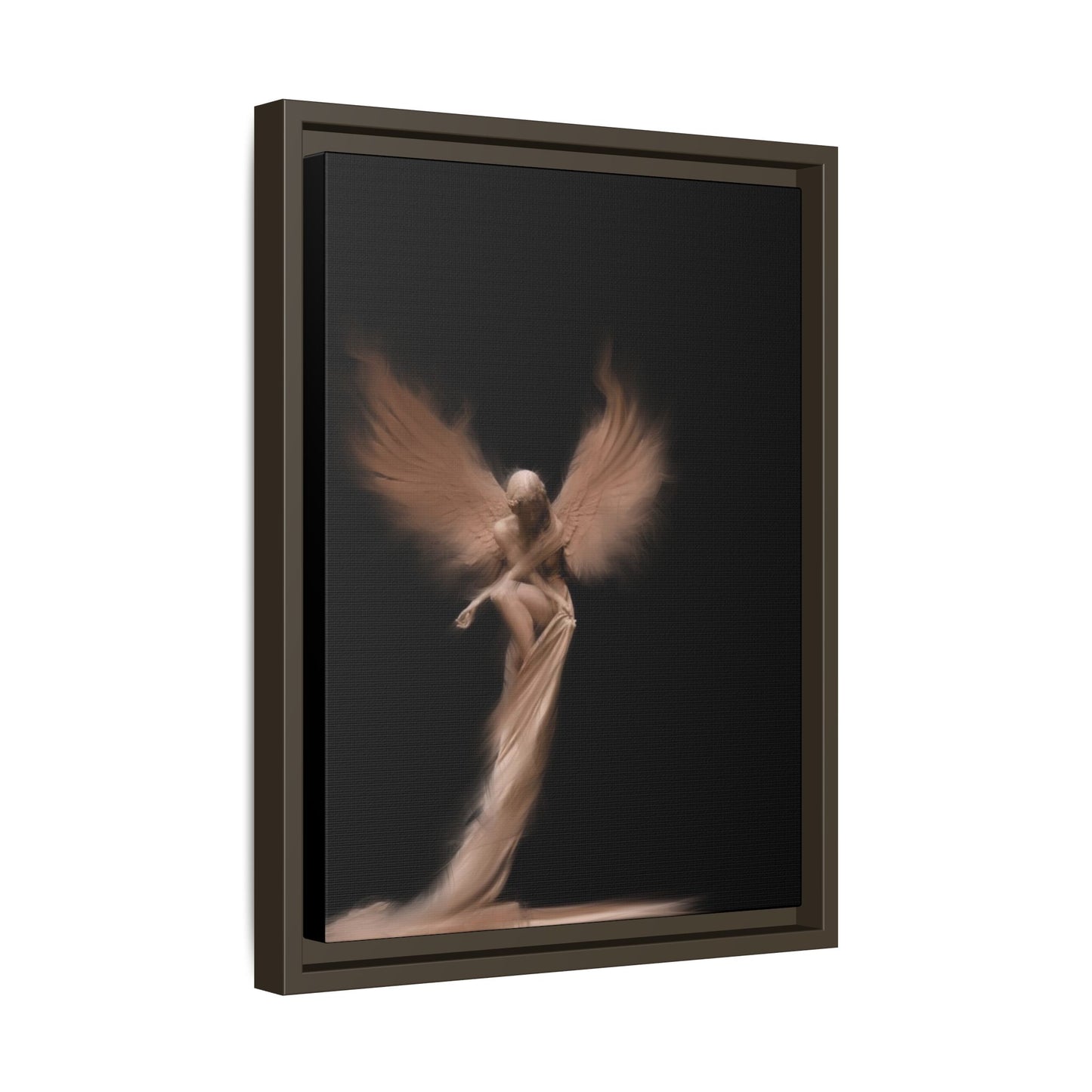 DIGITAL ANGEL DRAWING, Ethereal Angel Framed Canvas Art, Soft Angel Wings Wall Decor, Bohemian Home Decor, Gift for Art Lovers
