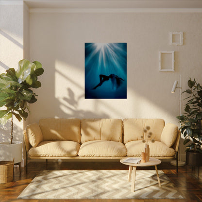 Serene Watercolor Art Poster - Tranquil Ocean Vibes