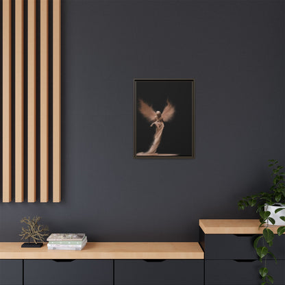 DIGITAL ANGEL DRAWING, Ethereal Angel Framed Canvas Art, Soft Angel Wings Wall Decor, Bohemian Home Decor, Gift for Art Lovers
