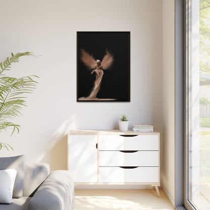 DIGITAL ANGEL DRAWING, Ethereal Angel Framed Canvas Art, Soft Angel Wings Wall Decor, Bohemian Home Decor, Gift for Art Lovers