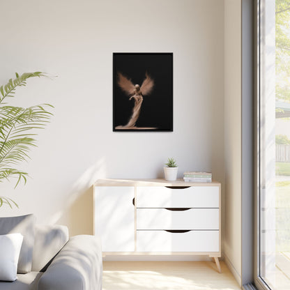 DIGITAL ANGEL DRAWING, Ethereal Angel Framed Canvas Art, Soft Angel Wings Wall Decor, Bohemian Home Decor, Gift for Art Lovers