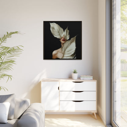 Dessin de femme numérique avec fleurs, art mural botanique bohème, impression sur toile mate encadrée, décoration d'intérieur moderne, esthétique feuillue