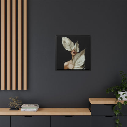 Dessin de femme numérique avec fleurs, art mural botanique bohème, impression sur toile mate encadrée, décoration d'intérieur moderne, esthétique feuillue