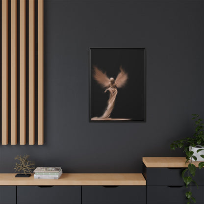 DIGITAL ANGEL DRAWING, Ethereal Angel Framed Canvas Art, Soft Angel Wings Wall Decor, Bohemian Home Decor, Gift for Art Lovers